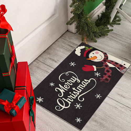 Cross-border Christmas Rug—Black Series Doormat for Living Room and Bedroom Decorative Carpet—Dirt-Resistant Entrance Mat for Front Door