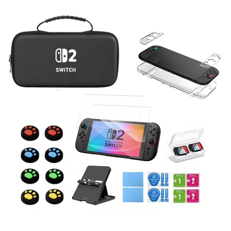 2025 nuevo conjunto de bolsa de almacenamiento switch2 cubierta protectora de caja de cristal switch2 película templada switch2