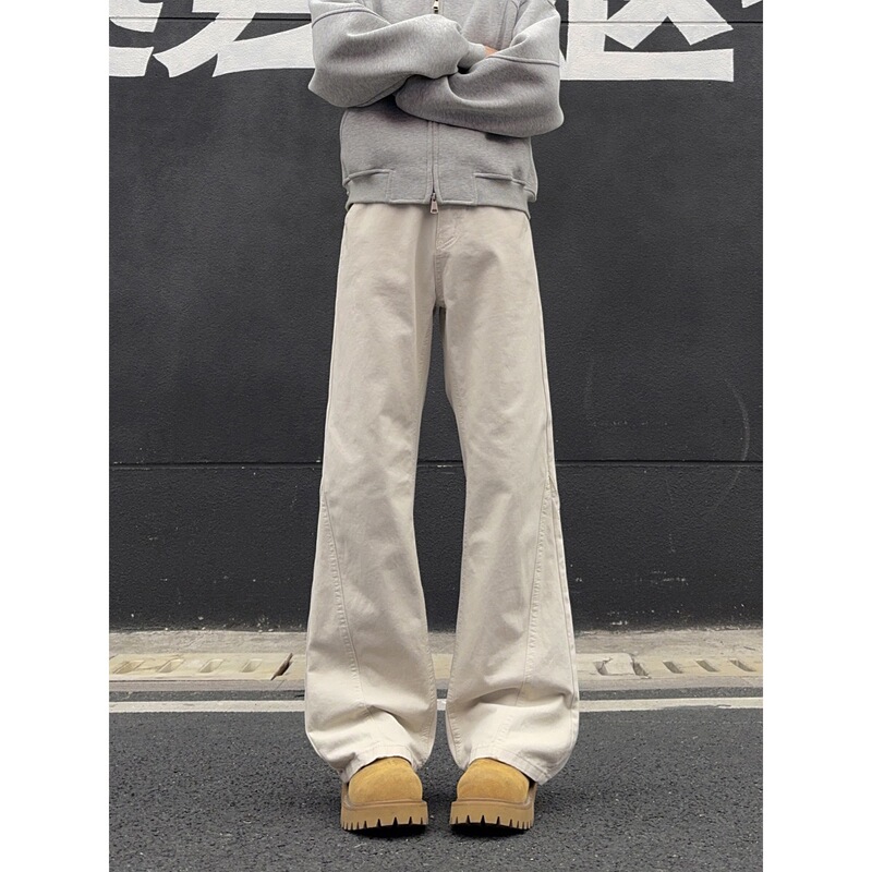 American-Style Straight-Leg Casual Work Pants for Men, Pure Cotton, New Spring Model, Versatile Trendy Brand, High Street Boyfriend Style, Loose Leg Design