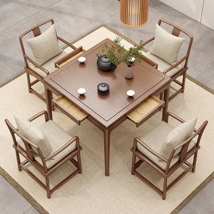 New Chinese Dining Table and Chair for Small Apartment Living Room Eight Immortals Table Solid Wood Square Small Tea Table Square Table Casual Chess Table