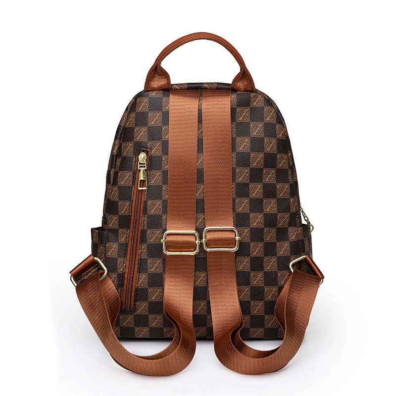 Amazon nueva mochila casual de cuero suave para mujer moda retro de gran capacidad contraste color mochila de viaje mochila escolar marea