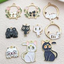 滴油合金猫咪吊坠挂件可爱DIY饰品钥匙扣手链耳环卡通配件批发