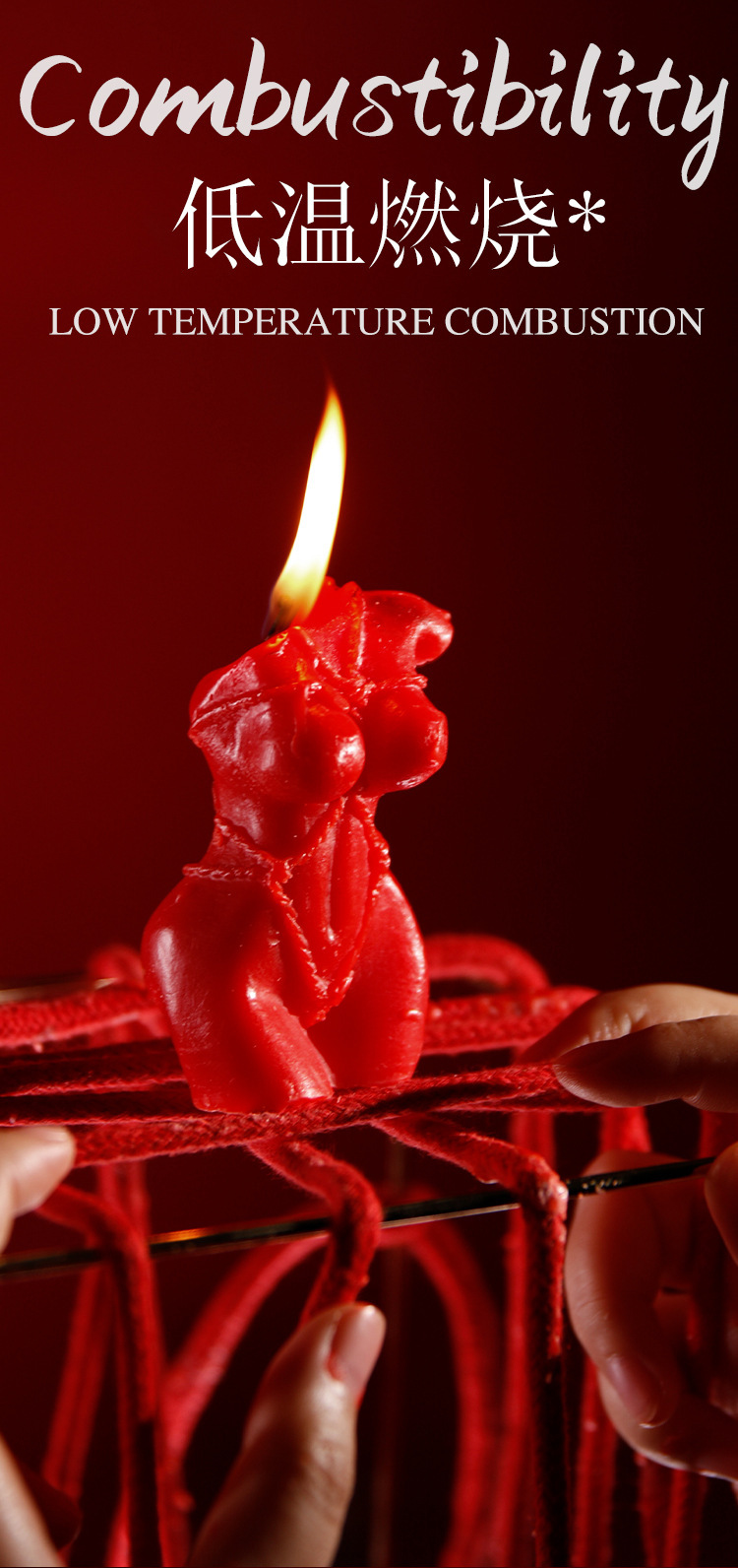 Low-Temperature Soy Wax Massage Candle for Couples, Red Fragrance Candle — detail image 21