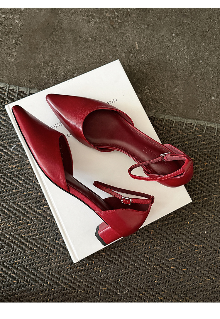 Sandal nữ mũi nhọn quai ngang gót vuông 3,5 cm phong cách Hàn Quốc — đen chi tiết 31