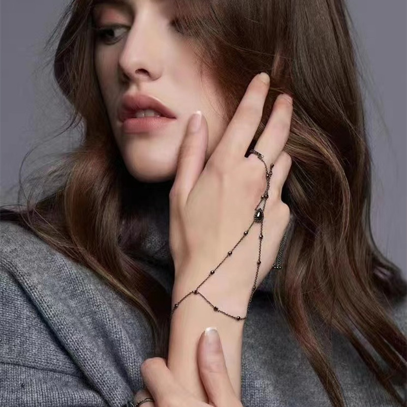 Jxj.S925 Sterling Silver Ko Home Pear Stone Ring Bracelet, Versatile and Exquisite High-End Jewelry