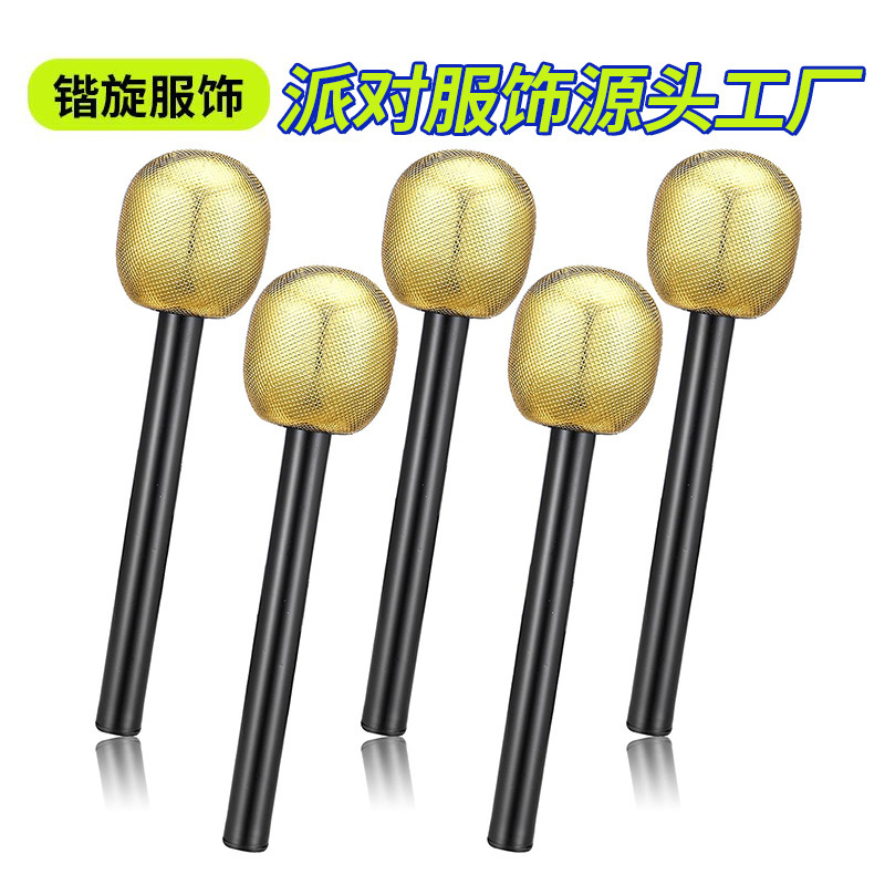 party gift decoration props microphone carnival masquerade costume accessories rock star golden microphone