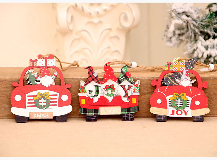 Christmas Santa Claus Car Wood Party Hanging Ornaments display picture 1