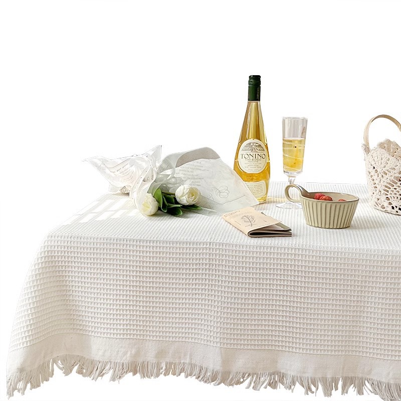 Tela de mesa francesa de aire crema de algodón, lino, red red red roja de fondo foto de mesa redonda tela decorativa toalla de mesa de té toalla de mesa de comedor