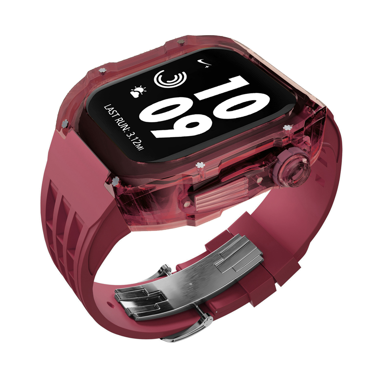 Cristal transparente caja de reloj para Apple Watch modificado reloj caso iWatch8 funda protectora de caucho de flúor Correa 44/45