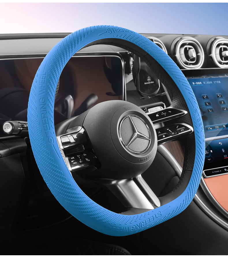 Car Steering Wheel Cover Food Grade Liquid Silicone Ultra-Thin Anti-Slip Dust-Proof Anti-Sweat Ice-Feel Handle Cover Universal for All Seasons
