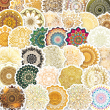 50张跨境印度曼陀罗图案贴纸DIY装饰手机壳水杯桌面防水贴画