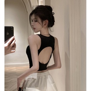American hot girl small suspender beautiful back girl with chest pads outside and inside fixed cup design touch I-shaped sports vest