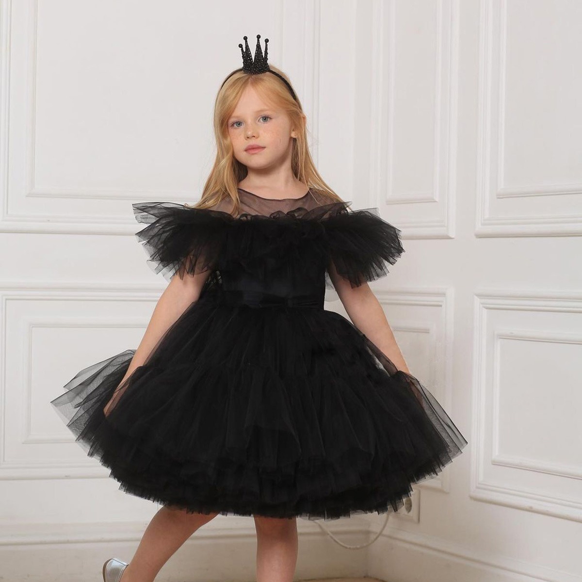 Vestito da principessa con paillettes per bambine, stile passerella, abito da sera per compleanni, costume da spettacolo in cotone e poliestere per età 0-24 mesi_voghion.com