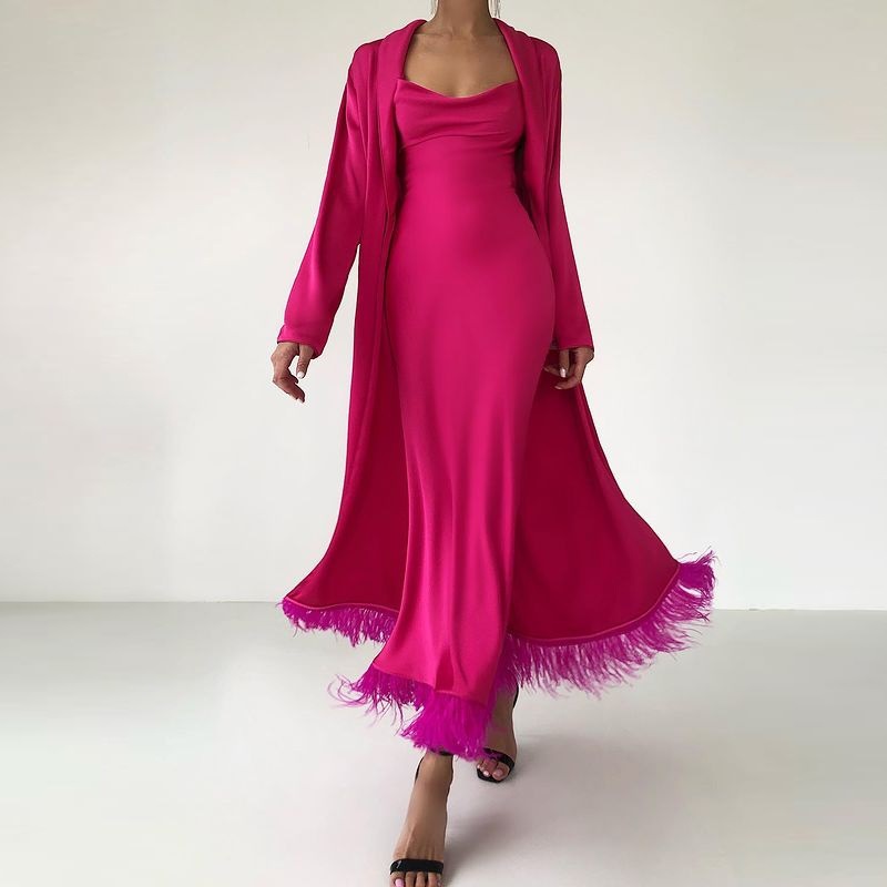 tassel slim sling dress two-piece set nihaostyles wholesale clothes NSYLY104119