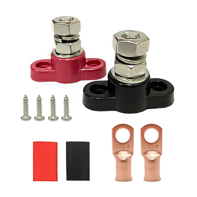 3/8 single stud heavy: Power supply, ignition system accessories - imperial-38-red-and-black-pair-of-single-wire-posts-copper-wire-nose-heat-shrink-tube