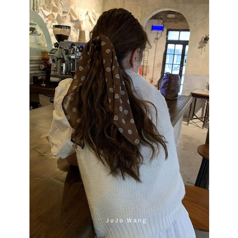 有被洋气到~ 咖绿系雪纺高级感大肠发圈女高弹扎头发发饰头绳韩国