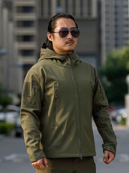 Customized Sharkskin Soft Shell Jacket Camouflage Jacket Fleece Thickened Tactical Clothing Hooded Jacket Manufacturer
