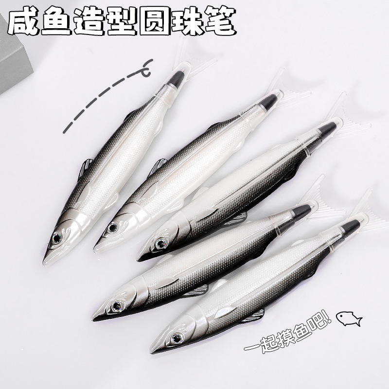 新学期ギフト 塩辛魚型ボールペン 学生向けプチ景品 楽しい筆記ペン 文房具 黒インク速乾サインペン|undefined