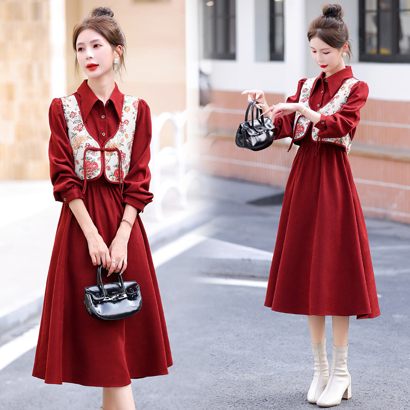 C5926 1540K ÁO SƠ MI NỮ HANTDC DÀI TAY CẢ BỘ 2 MÓN MÙA XUÂN THU ĐÔNG PHỤC CỔ CỔ ĐIỂN HỌA TIẾT HOA THỜI TRANG NỮ G04 SẢN PHẨM MỚI