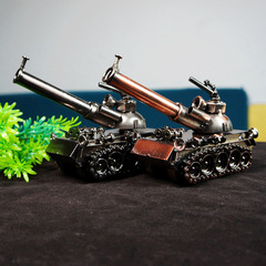 Handmade Electric Welding Tank Model Decor with Wheels Metal Craft Excellent Workmanship Creative Ornament