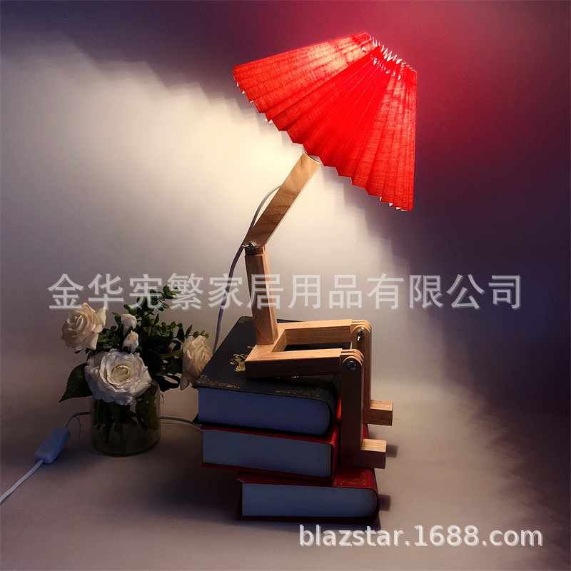 Lámpara de mesa robot plisado rojo