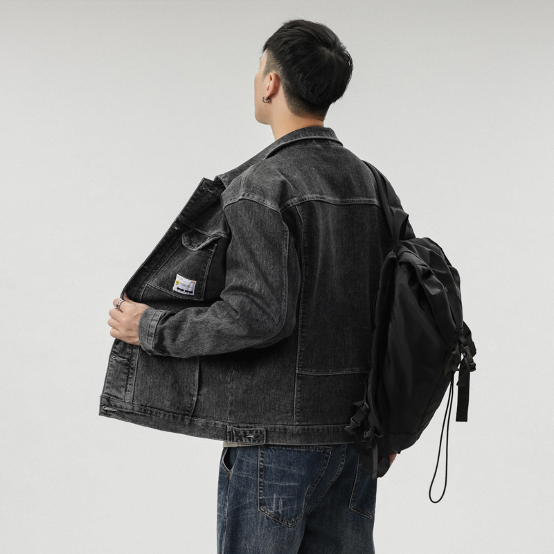 Veste transfrontalière pour hommes d'Amazon portant une veste en jean Joker chemise décontractée tendance pour hommes personnalité mince pour hommes_voghion.com