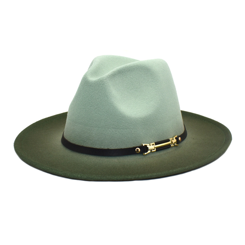 Unisex Mode Farbblock Farbverlauf Flache Traufen Fedora-hut display picture 1