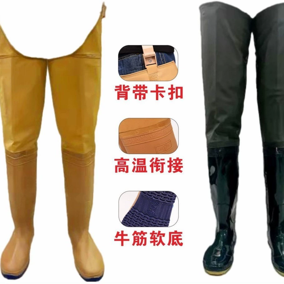 Утолщенные водонепроницаемые сапоги с усиленными швами для мужчин, подходящие для рыбалки и дождя.