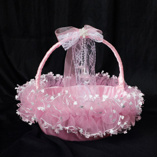 Western-style wedding lace bow bride flower basket wedding basket wedding wedding supplies storage basket