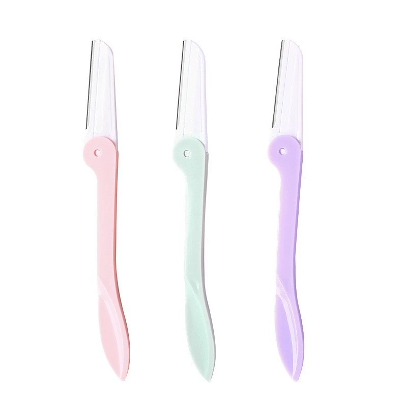 Eyebrow Razor Set, Foldable Handle with Protective Cover, Multi-Color Bulk Pack