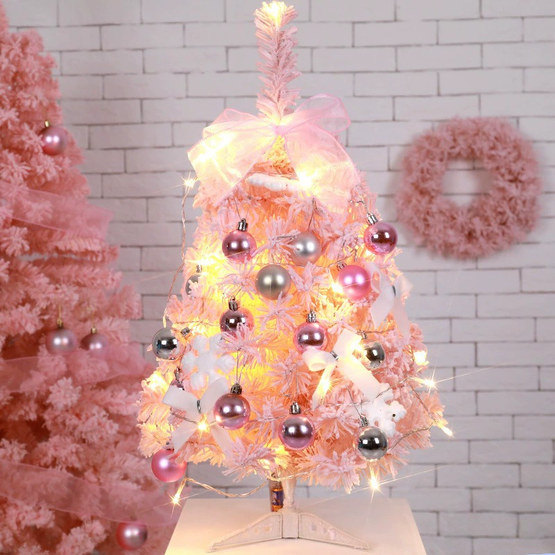 Tabletop Christmas tree 60 cm, handmade, Tiffany blue or romantic pink flocked