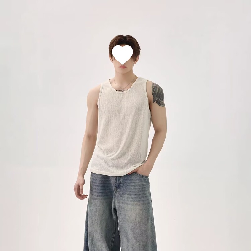 American-Style Trendy Distressed Ripped Vintage Vest for Men and Women, Summer Solid Color Sports Casual Versatile Sleeveless T-Shirt American-Style Trendy Distressed Ripped Vintage Vest for Men and Women, Summer Solid Color Sports Casual Versatile Sleeveless T-Shirt
