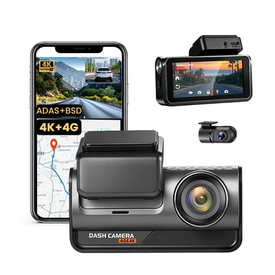 Cross-border 4G 4K dashcam with ADAS, BSD, high-definition night vision, remote monitoring, blind-spot monitoring, and Wi-Fi connectivity (Driving recorder) - 4g4k1080padasbsdwifigps