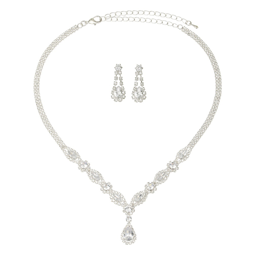 Joyería europea y americana al por mayor suministro transfronterizo circón joyería nupcial pendientes pulsera collar conjunto