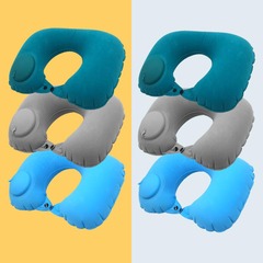 空気注入式枕、旅行用ポータブルネックピロー、圧力で膨らませるネックピロー、U字型枕、旅行用ネックピロー、昼寝用枕、飛行機用枕