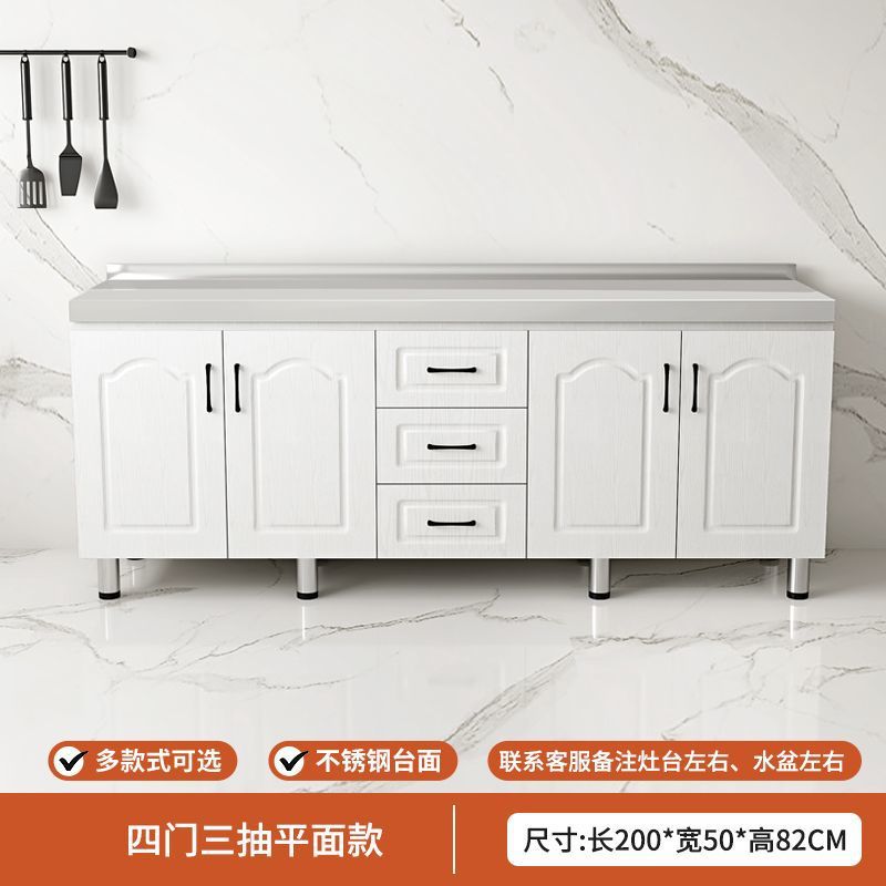 Simple Kitchen Cabinet Stove Cabinet Integrated Stainless Steel Kitchen Cabinet Home Kitchen Sink Cabinet Rental House Storage Cupboard