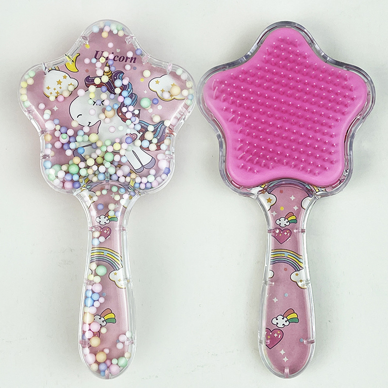 Cojín de aire peine estrella de cinco puntas lindo peine portátil transparente de dibujos animados de los niños anti-anudado mágico pelo liso pelo cojín de aire peine