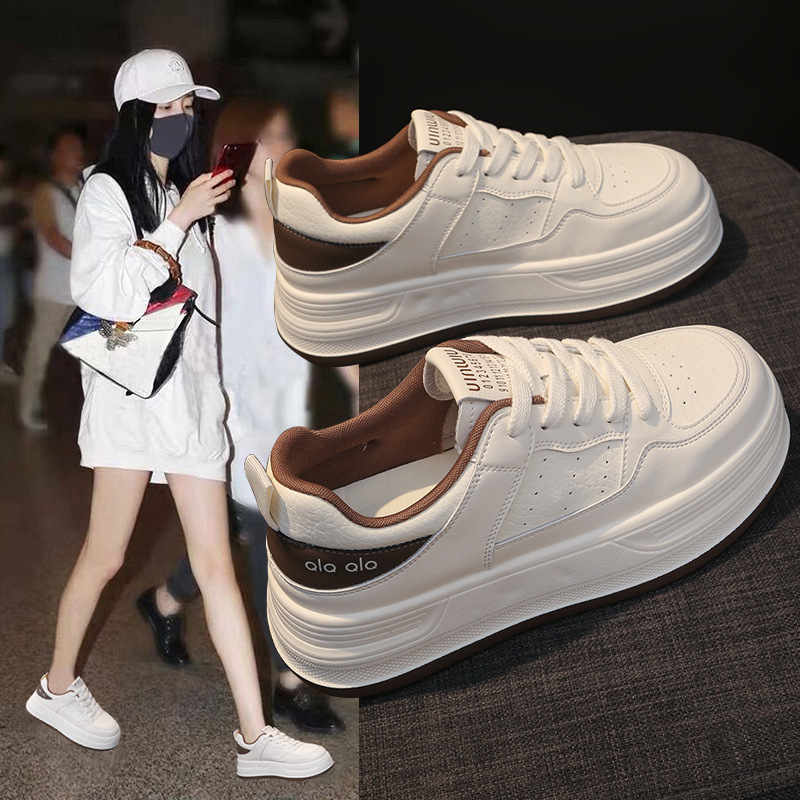 明星同款韩版内增高板鞋女2025春秋新款小个子轻便显瘦百搭小白鞋|undefined