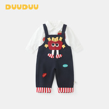DUUDUU秋款2025新款长袖小月龄宝宝套装儿童服装外出服婴儿背带裤
