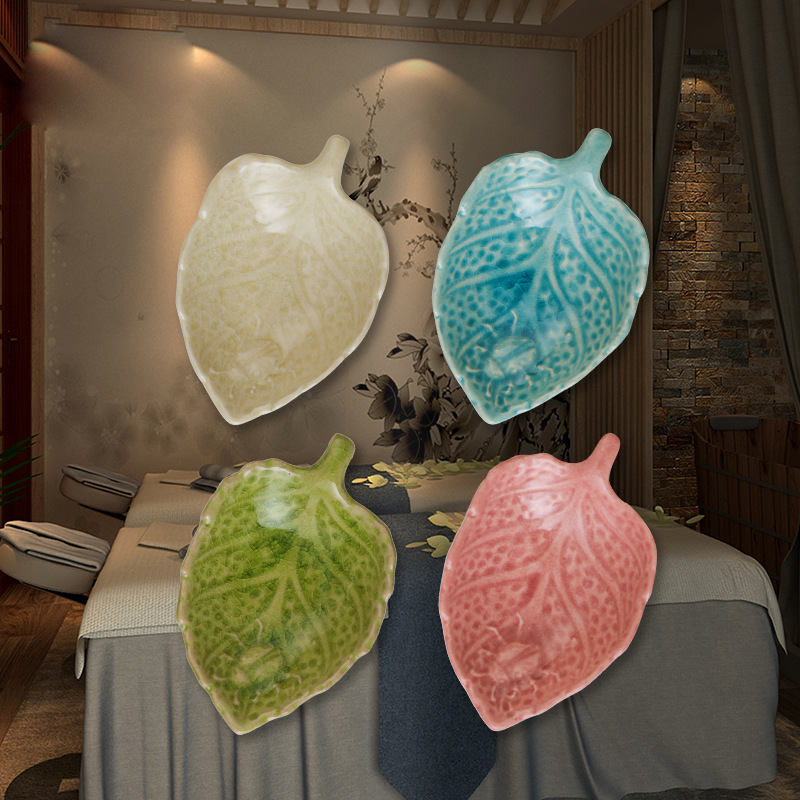 Ice crack glaze plate spa beauty essential oil mixing bowl dish leaf dish ceramic small dish beauty bowl ladybug dish