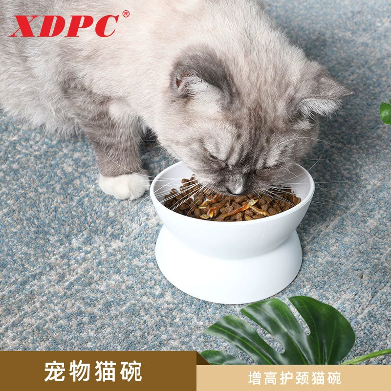 Pet косой кошка чаша Высокая защита ног шейки матки пластиковые кошки риса чаша анти-опрокидывая кошка воды чаша собака чаша миска риса