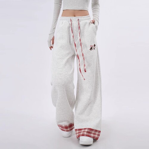 American retro rolled sports pants for women's autumn and winter 2025 new style design loose straight wide-leg casual pants