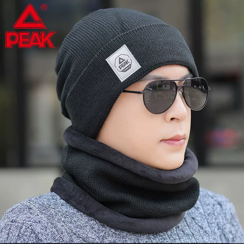 Шапка Peak/Пик зимняя утепленная из шерсти, теплая вязаная молодежная для улицы, с бархатной подкладкой
