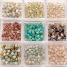 4mm天然石切面方糖保色小吊坠手工diy串珠子手链项链耳坠材料配件