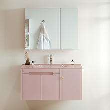 新款钢化一体盆浴室柜组合卫生间洗漱台高端定制洗脸洗手台卫浴柜