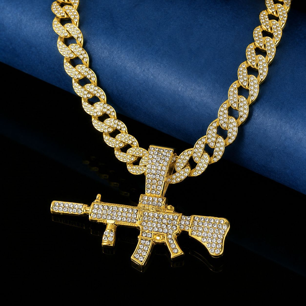 Hip-hop transfronterizo M4 colgante de diamante completo collar cubano para hombres cool nicho con accesorios de venta caliente de personalidad europea y americana image 1