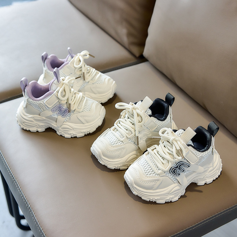 Zapatos deportivos infantiles de primavera de 2026 zapatos deportivos transpirables de malla para niños y niñas, zapatos casuales de moda para padres