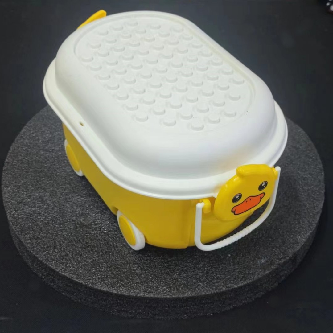 Caja de almacenamiento de pato amarillo pequeño caja de bloques de construcción caja de almacenamiento de juguetes para niños caja de organización caja de almacenamiento de material grande de plástico mapa a juego