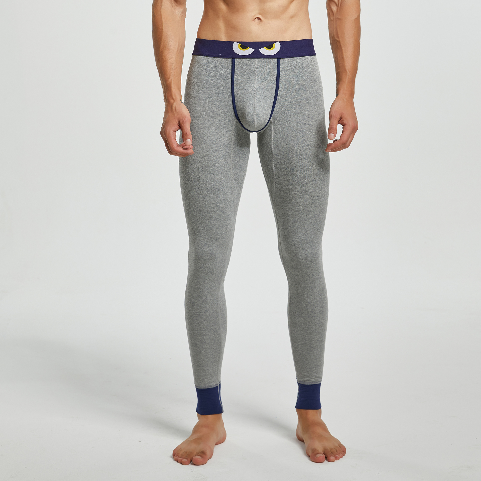 Men's Fashion Straight Leg Classic Autumn Thermal Pajamas, Youthful National Trend Warm Thigh Pants, Thin Wool Pants, Medium Thick Seamed Pants