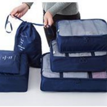 Set de bolsas de viaje de sarga, organizadores de ropa 6–8 piezas para maleta.